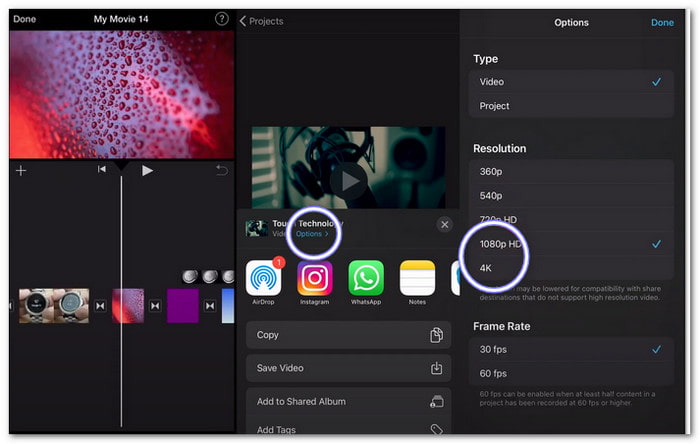 iMovie 將影片轉換為 1080p