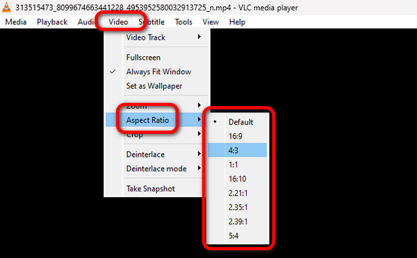 VLC Change Aspect Ratio