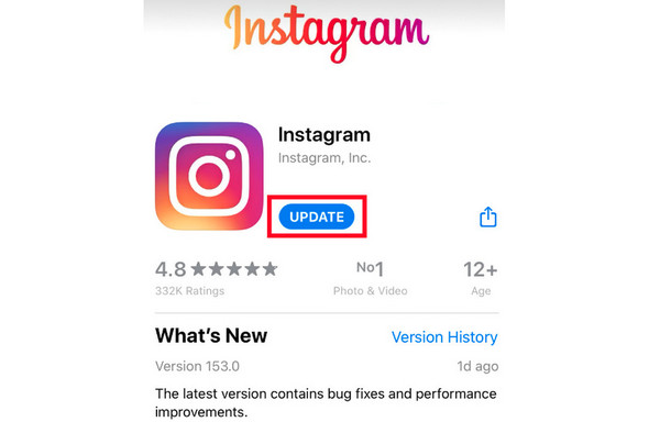 Обновить Instagram