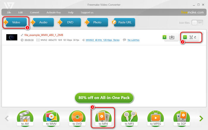 Add WMV to Freemake