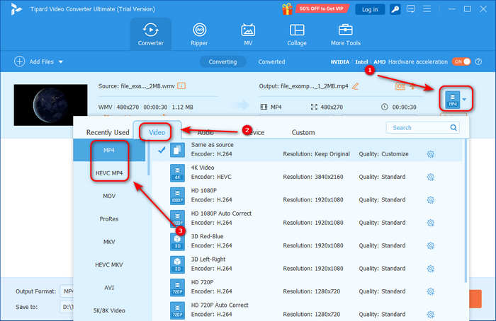 Choose MP4 Format Tipard