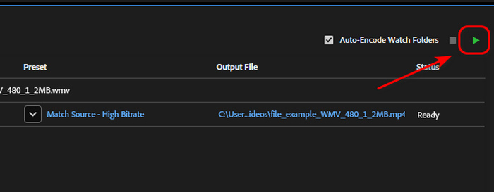 Convert WMV to MP4 in Adobe