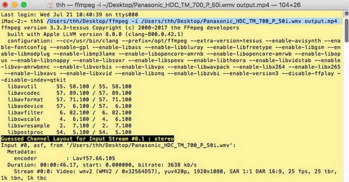 FFmpeg Convert WMV to MP4