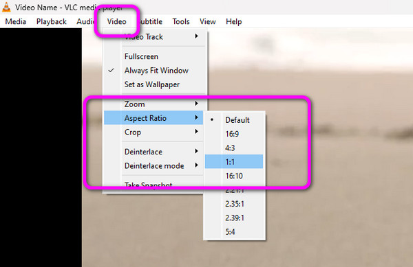 VLC Video Change Aspect Ratio