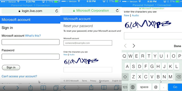 إعادة تعيين كلمة المرور Hotmail