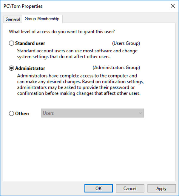 Как поменять тип учетной записи в windows 10 на администратора