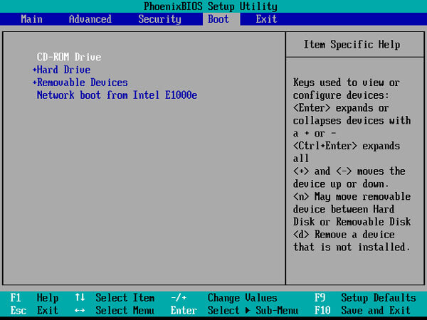 Configuration du BIOS