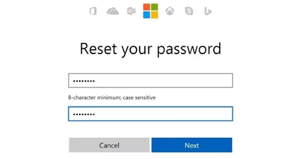 Reimposta password in linea Microsoft