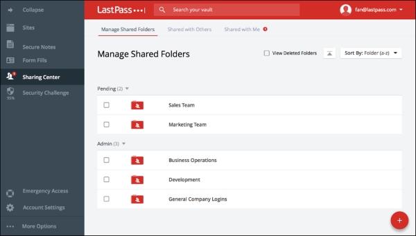 LastPass インターフェース