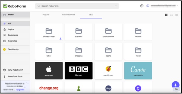 Roboform interface