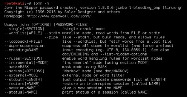 John the Ripper -komentoriviliittymä