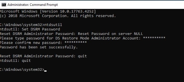 DSRM Command Prompt